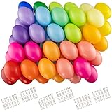 MCE-Commerce A636025BA50 Kunststoff Eier 6 cm, 50 Stück, bunt Sortiert mit Aufhänger