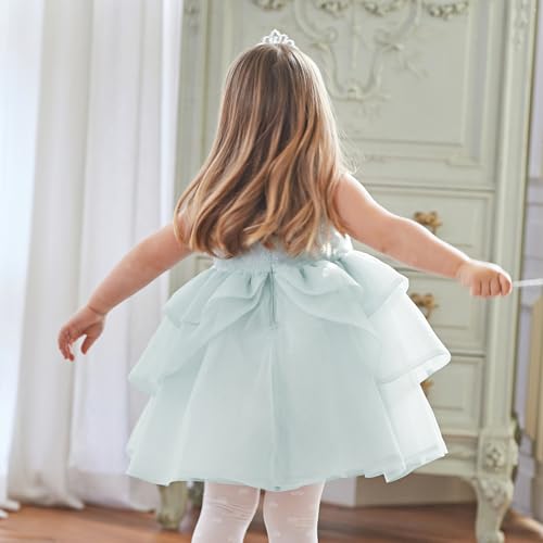 DAVE&BELLA Toddler Girls Tutu Dress, Tulle Ruffled Sleeveless Princess Dresses Summer Flower Sundress Wedding Birthday Party3