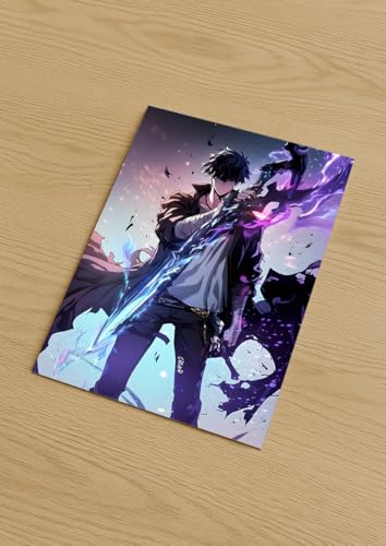 Image of NIJUKA Anime Printed Metal sheet Poster For Home And Room Decoration | For Anime Art Fans Boys And Girls (Jin wo New power unlock)