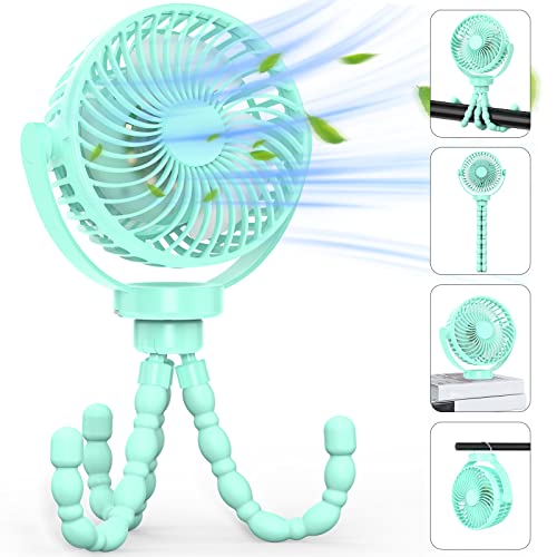 Getbreeze Portable Fan Battery Operated With Led Lights, Baby Stroller Fan With Removable Tripod, Portable Handheld Fan Personal Usb Portable Fan For Travel, Stroller, Car Seat Blue #TOP3