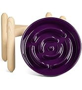 LE TAUCI Ceramic Slow Feeder Dog Bowls Elevated, 3 Cups Raised Dog Bowl with Wooden Stand for Med...