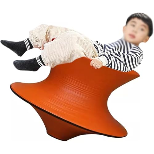 MZZKFC 6-8 Years Old Children's 360° Spins Stool, Indoor/Outdoor FRP Gyro Chair Safe Durable, Heavy Duty Kids Sense Sports Equipment for Home/School & Mall(Orange 19.3 in Tall)