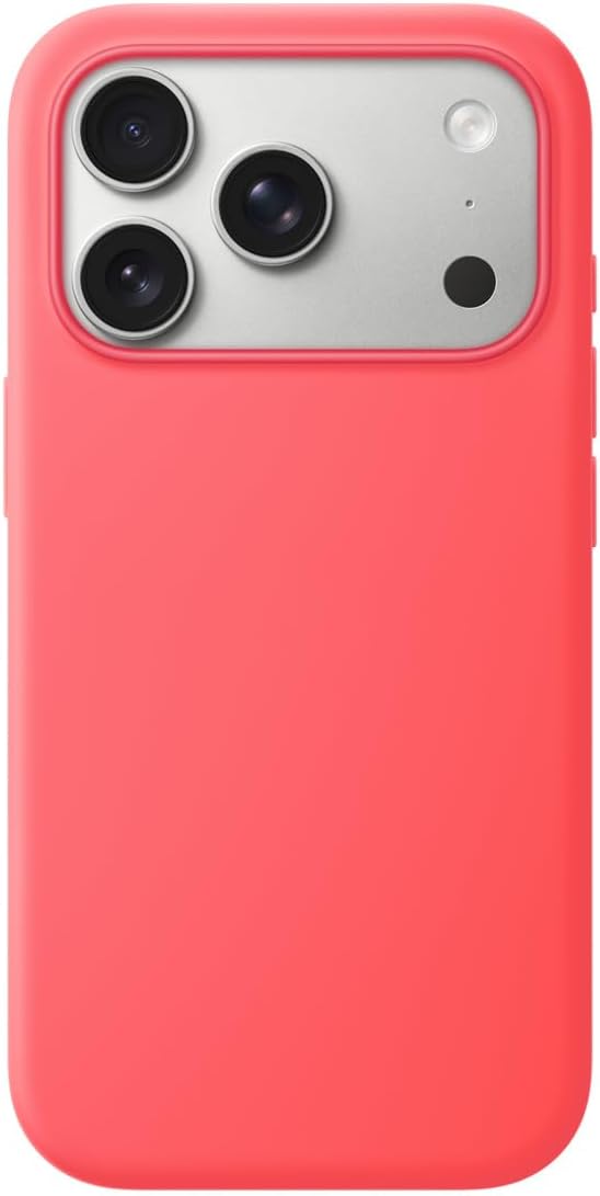 Funda de silicona compatible con Apple iPhone 17 Pro Max Funda de silicona con Magsafe y control de cámara, con dos puntos de conexión Carcasa protectora magnética delgada y suave al tacto (guayaba brillante)