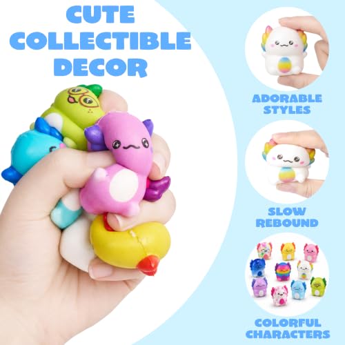 JOYIN 24PCS Axolotl Squishy Toys, Axolotl Stress Relief Fidget Toys, Soft Squeeze Decompression Dough Gift for Adults and Kids, Birthday Gifts, Office Desk, Novelty Prizes, Party Favors - Image 4