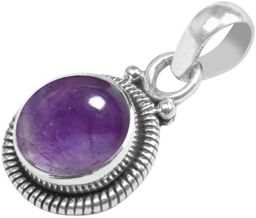 Gemstone 925 Sterling Silver Pendant Necklace For Women Girls- Natural Gemstone Solitaire Handmade Pendant