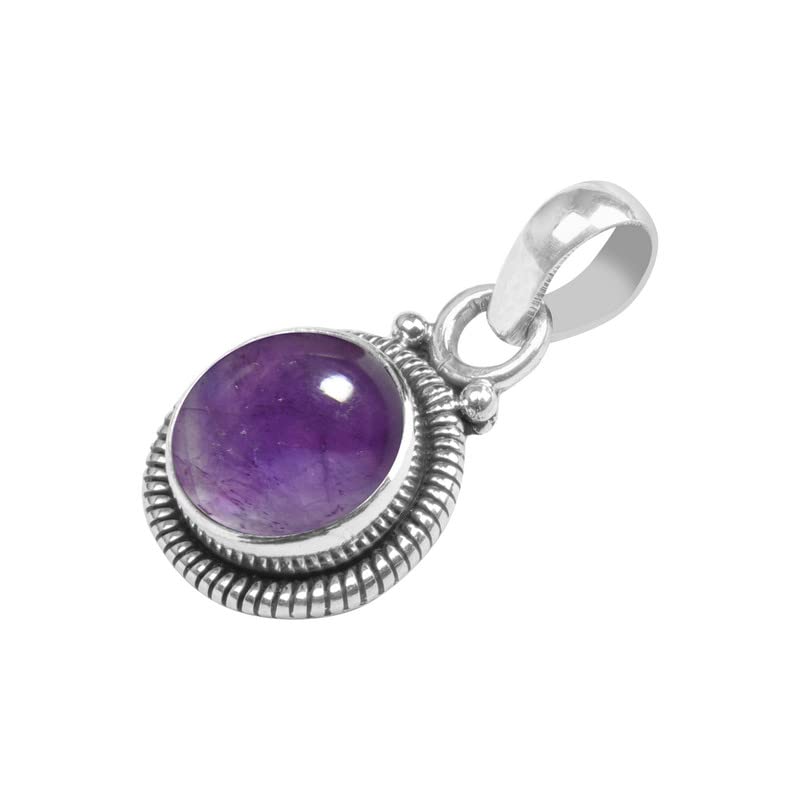 Avicrafts Gemstone 925 Sterling Silver Pendant Necklace For Women Girls- Natural Gemstone Solitaire Handmade Pendant