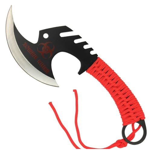 Armory Replicas™ Zed Skull Splitter Throwing Axe – Stainless Steel Black-Coated Full Tang Axe with Red Nylon Wrap & Sheath