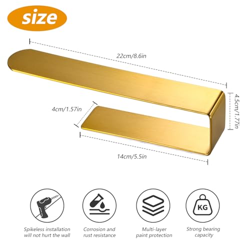 Miniatura 5 de Yuet Toalleros De Baño Sin Taladro,Toallero Adhesivo Barra Anilla Acero Inoxidable Sus304 Barra Toallas Pared Para Baño Y Cocina Accesorios, Dorado