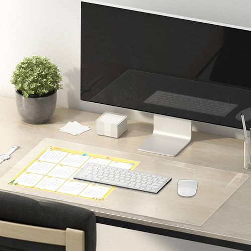 Image of 12 x 24 Inch Clear Table Cover Protector, 2mm Thick Clear Desk Mat, Plastic Table Cover, Vinyl Table Protector, Desk Mats on Top of Desks