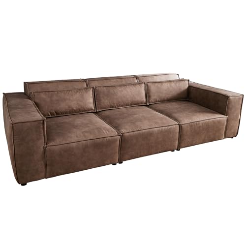 Riess Ambiente Design 3-Sitzer Sofa Bossa NOVA - 260cm - antik Taupe - Microfaser inklusive Kissen 3er Sofa Couch XXL-Sofa XXL-Couch Rundum-Bezug Polsterung