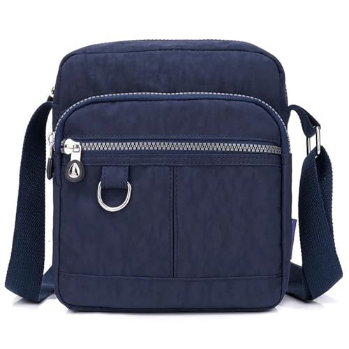 GFM® Women's Premium Nylon Crossbody Bag for Women – Lightweight Waterproof Shoulder Bag with Multiple Zip Pockets & Adjustable Strap (NCB-8)(Navy Blue)(NCB-9925-GHNL)