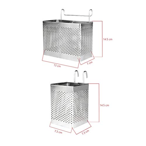 Cabilock Suporte retangular para hashis de aço inoxidável, para pendurar, talheres, cesto de secagem