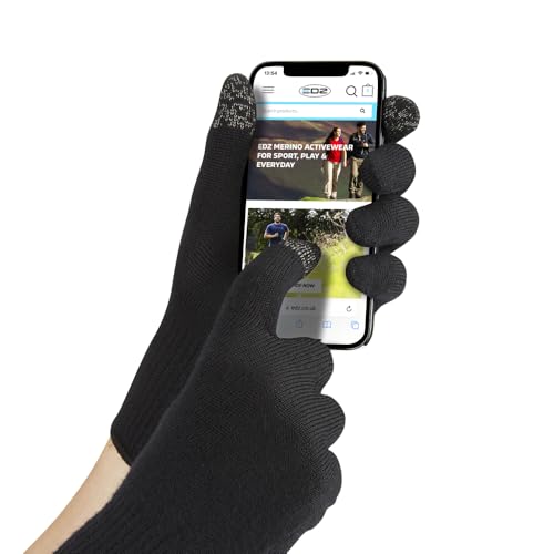 Image of EDZ Merino Wool Touchscreen Liner Gloves Black M-L