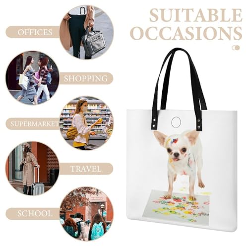 Sac à main shopper chien blanc : le grand sac de voyage contre le manque de place