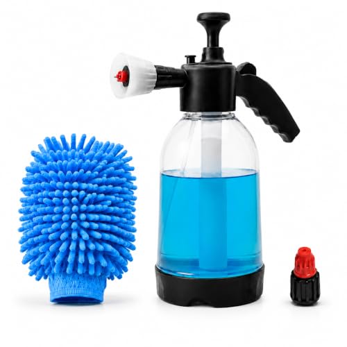 Image of 2 Litre Premium Foam Sprayer and Glove, Durable Pump for Car Wash, Cleaning, Garden, DIY, Portable Foam Bottle