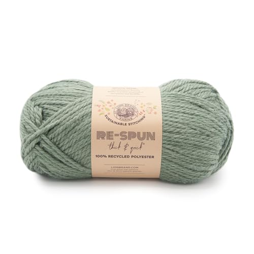 Image of Lion Brand Yarn, Re-Spun Thick & Quick Yarn, Spruce, Green, 1 Pack