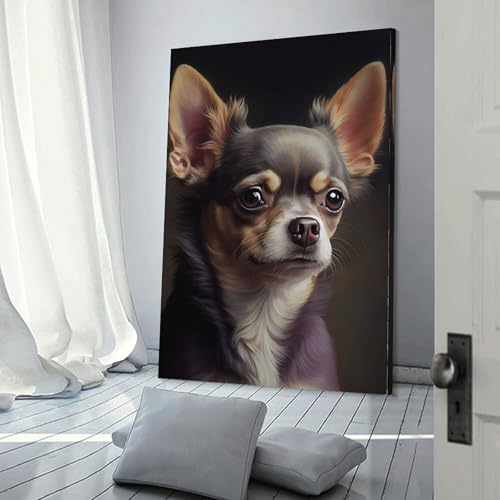 Chihuahua huile œuvre colorée coup de cœur déco chambre garçon