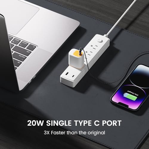 Image of DeperAI 20W Type C Mobile Charger, MFi Certified, Fast Charging Compatible for iPhone 14 /13 /12 /11 /X /8 & Other Type C Devices, PD Charger, USB C Port, Power Delivery Compatible Adapter (Orange&White)