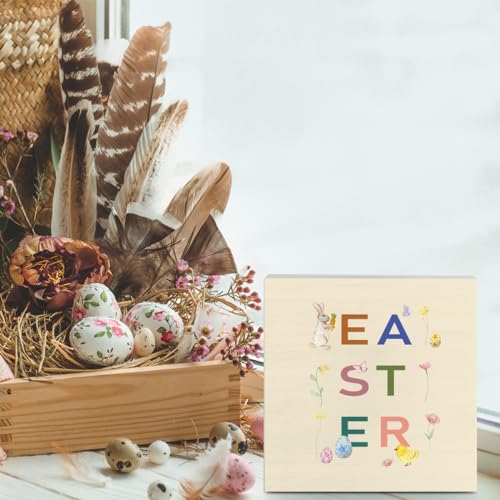 Rustic-Easter-Bunny-Egg-Decorations-Spring-Butterfly-Flower-Home-Office-Desk-Decor-Cute-Wood-Box-Sign-Farmhouse-Cubicle-Bookshelf-Table-Wall-Art-Decor-5-X-5-Inch Rustic Easter Bunny Egg Decorations Spring Butterfly Flower Home Office Desk Decor Cute Wood Box Sign Farmhouse Cubicle Bookshelf Table Wall Art Decor 5 X 5 Inch