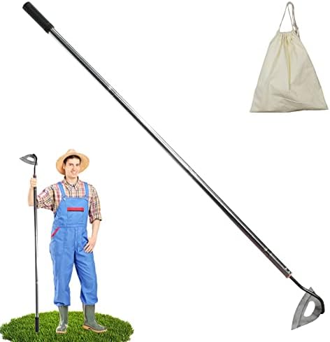 Hoe Garden Tool,All-Steel Hardened Hollow Hoe Heavy Duty Action Hoe with 55 Inch Adjustable Handle Scuffle Garden Hula Hoe with Rake for Backyard Weeding,Farm Planting (1 Pack Long Handle Hoe)
