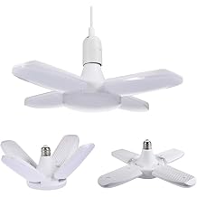 Viugreum LED Garage Lights, 80W E26/E27 8000LM Deformable Basement Lighting, Super Bright 6000K Cold White Adjustable Deformable Garage Ceiling Light for Garage, Warehouse, Corridor, Stadium
