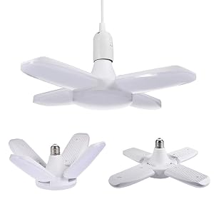Viugreum LED Garage Lights 80W E26 E27 8000LM Deformable Basement Lighting Super Bright 6000K Cold White Adjustable Deformable