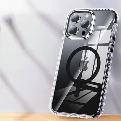 Coque magnétique transparente HD pour iPhone 15 Pro Max avec dos rigide