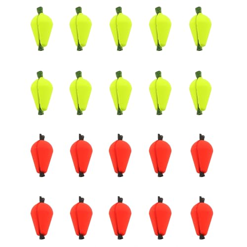 ZZHXSM 20PCS Fishing Floats Fluorescent Yellow and Orange Red Float Foam Teardrop Stroke Indicator Suitable for Lures