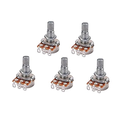 BESTonZON 5-piece Set B10k Potentiometers Long Knurled Shafts Linear Guitar Bass Potentiometer for Replacement