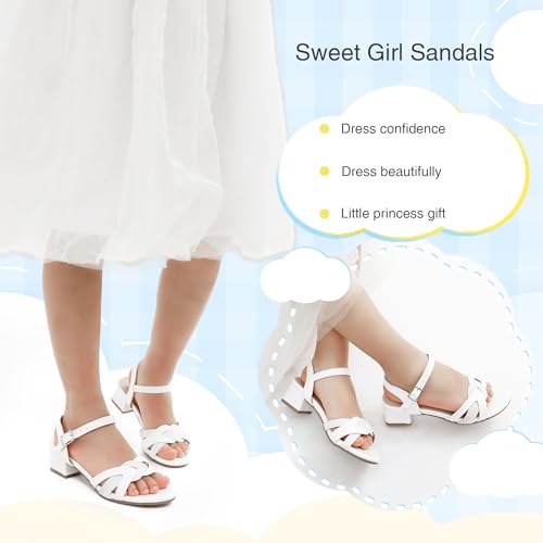 Image of Girls Sandals Low Heels Girl Dress Shoes Open Toe Flower Girl Wedding Party for Toddler Little Big Kid