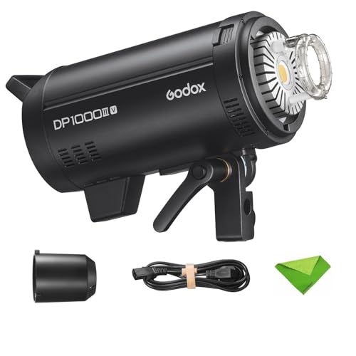 Godox DP1000III-V 1000Ws �X�g�[�u�t���b�V���X�^�W�I���C�g,2.4G X�V�X�e�� GN140 0.1-1S���T�C�N���^�C���A1/2000-1/800s�t���b�V���������ԁA5600±200K Bowens�}�E���g���m���C�g�A�X�^�W�I�|