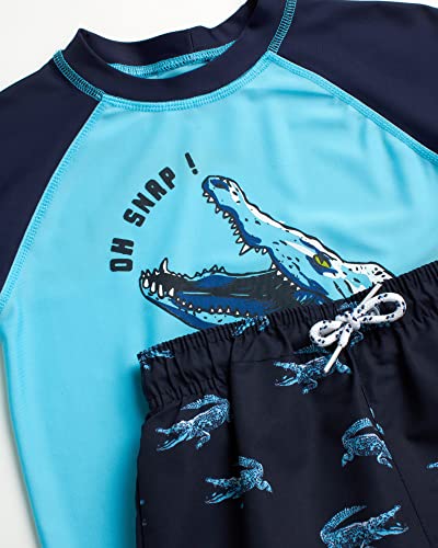Tony Hawk Boys' Rash Guard Set - 2 Piece Upf 50+ Quick Dry Swim Trunks And Swim Shirt (4-7), Size 5/6, Snap Gator Blue #TOP1