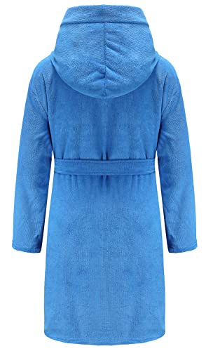 Swmstupf Boys Girls Bathrobe Soft Towel Hooded Robe 100% Turkish Cotton Bathrobe(Blue,9-10 Years) #TOP1