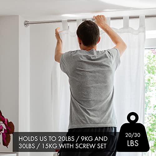 Meriville 1-Inch Diameter Metal Spring Tension Rod, Closet Rod, Tension Curtain Rod, Shower Curtain Rod, Adjustable Length 52-Inch To 90-Inch, Satin Nickel #TOP7