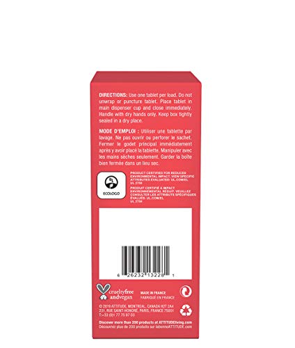 Attitude Dishwasher Tablets, Water-Soluble Plant- And Mineral-Based Effective Formula, Phosphate-Free, Vegan And Cruelty-Free, Unscented, 26 Count #TOP1