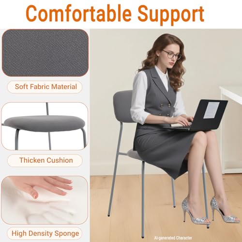 Image of Sidanli Reception Chair Set of 4, Stackable Waiting Room Seating for Office, Lobby, and Guest Use, Grey
