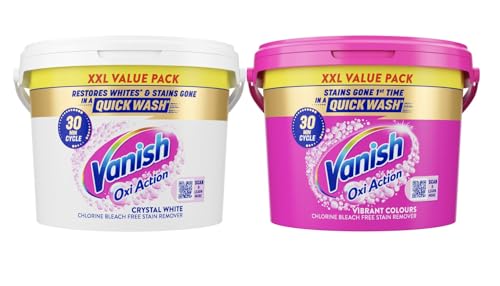 Vanish Gold Oxi Action Stain Remover Powder Pink 2.4kg + Gold Oxi Action Laundry Booster for Whites 2.4kg | Removes Tough Stains Even at 20° | Safe on Everyday Fabrics | White & Pink|