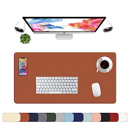 Tapis de souris XXL en cuir brun 800x400mm protège-table hydrorésistant pour ordinateur