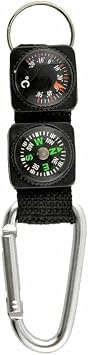 Black Carabiner Key Chain Compass Thermometer Metal Camping Outdoor Gadgets Hiking Survival to Multifunctional Mountaineering Sports Outdoor Recreation Accessories