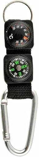 Black Carabiner Key Chain Compass Thermometer Metal Camping Outdoor Gadgets Hiking Survival to Multifunctional Mountaineering Sports Outdoor Recreation Accessories