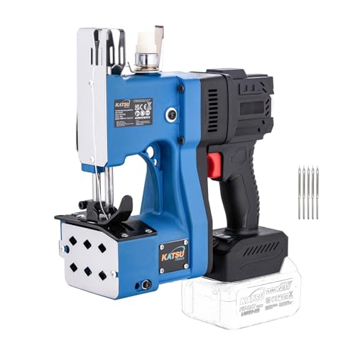 KATSU FIT-BAT 823516 - Máquina de coser inalámbrica sin escobillas de 18/21 V, 5 agujas de coser adicionales, para bolsas tejidas/sacos/papel/plástico, sin batería