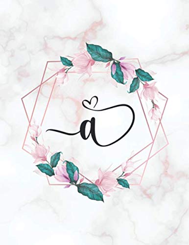A initial handwritten: Notebook Initial Handwritten Letter A Lined Notebook Journal & Diary to Write In modern floral pink
