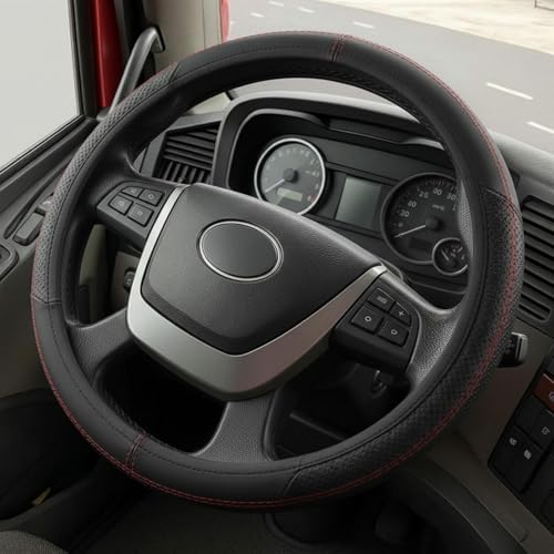 DaisyInner 17.5-18 Inch Steering Wheel Cover for Semi Truck No-Slip & Comfy Grip for Semi Trucks Rv Big Rig and 18 Wheelers(Stitching Leather Black)