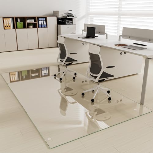 Image of [Tempered Glass] 40 inch x 80 inch Glass Office Chair Mat for Carpet