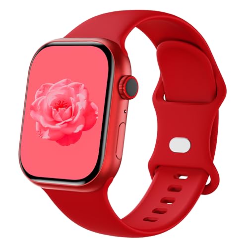 Sycamond Silicone Band Compatible with Apple Watch 41mm 40mm 42mm 38mmm Replacement Sport Strap Wristband for iWatch Series 11 10 9 8 7 6 5 4 SE Ultra 3 2 1 Women Men S/M Red