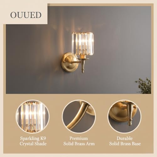 Lampara de pared de cristal K9 elimina sombras molestas aplique dorado moderno para espejo 4