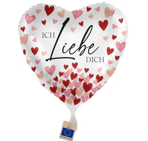 Folienballon Ich liebe Dich Herz – Romantischer Herz Ballon mit roten & rosa Herzen für...