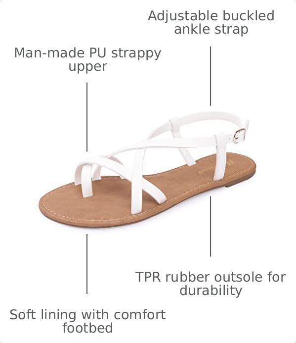 Image of Huayuanwell Women's Gladiator Flat Sandals Fisherman Strappy Sandals Ankle Strap Sandals