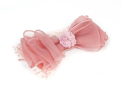 Pink Bow Pompom Elastic Headband