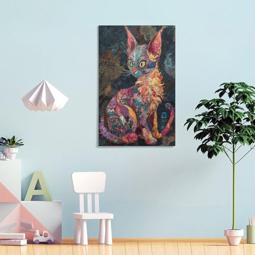 Impression sur toile chat Sphynx decoration de qualite pour interieur